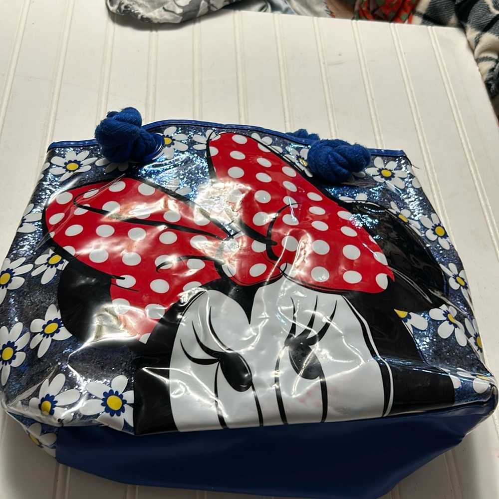 Disney Blue Glitter Plastic Minnie Tote Bag